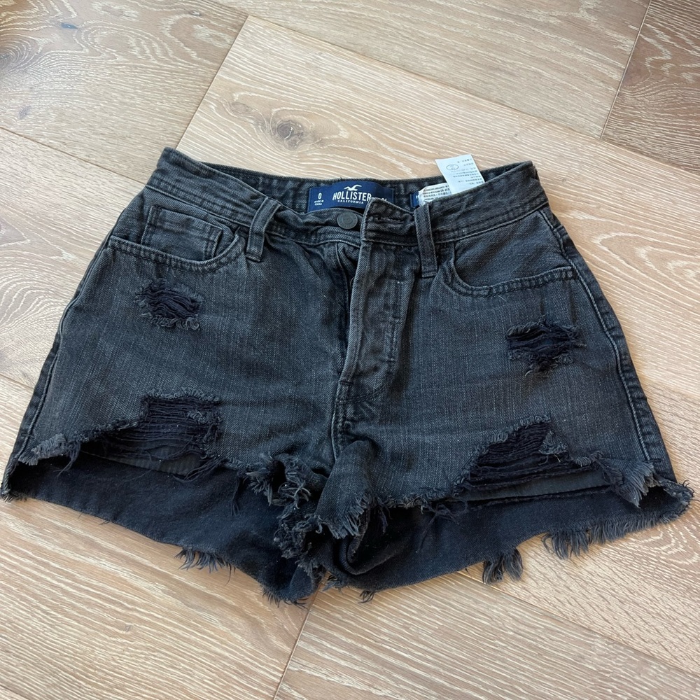 hollister black jean shorts